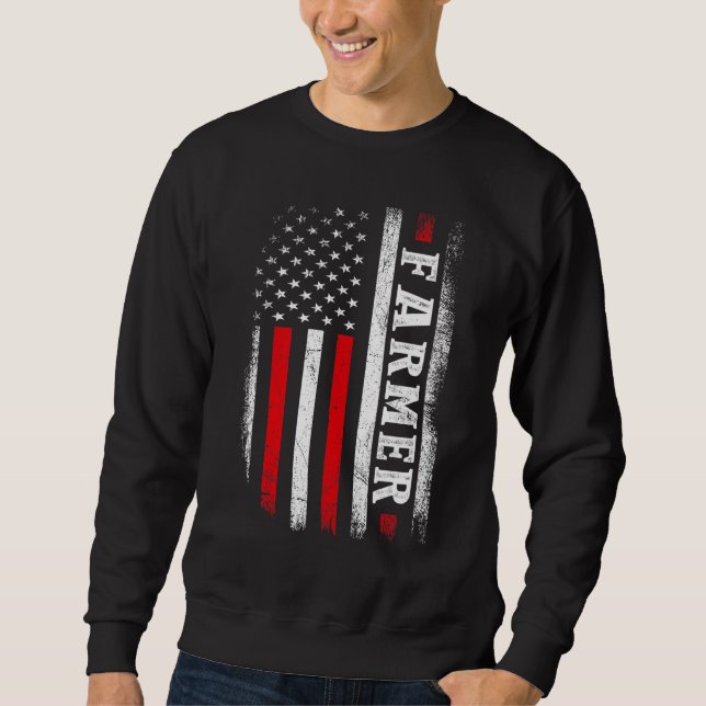 Sudadera Vintage Distressed American US Flag Farming Patrio (Anverso)