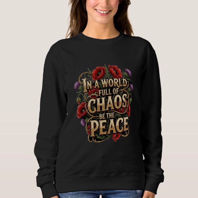 Sudadera Vintage Floral Typography Peace (Anverso)