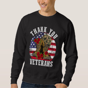 Sudadera Vintage Gracias Veteranos Combate Boots Flores Vet