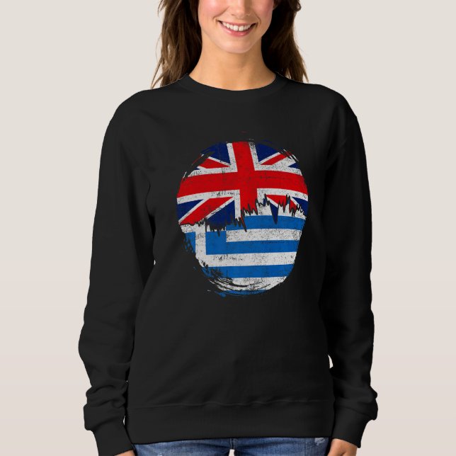 Sudadera Vintage Greeks British Flag Roots Greece Distresse (Anverso)