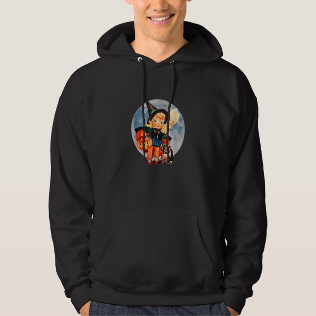 Sudadera Vintage Halloween Retro Cute Witch Pumpkin Cat (Anverso)