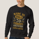 Sudadera Vintage hecho en 1955 Funny 70th Birthday 70 Years<br><div class="desc">Vintage hecho en 1955 Funny 70º cumpleaños 70 años</div>