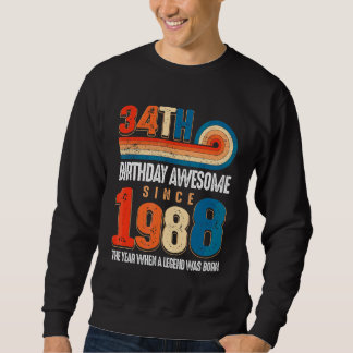 Sudadera Vintage hecho en 1988, 34º cumpleaños, La leyenda