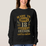 Sudadera Vintage hecho en 2007 Funny 18th Birthday 18 Years<br><div class="desc">Vintage hecho en 2007 Funny 18th Birthday Hombres de 18 años</div>
