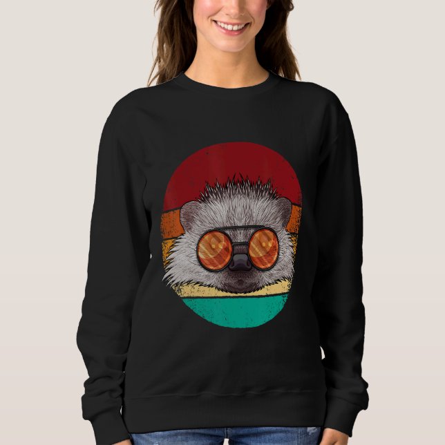 Sudadera Vintage Hedgehog Face Wildlife Retro Animal Eighti (Anverso)