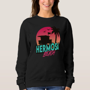 Sudadera Vintage Hermosa Beach California Palm Trees Ca Ret