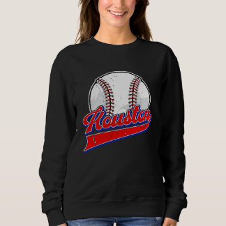 Sudadera Vintage Houston Cityscape Baseball Player and Fan