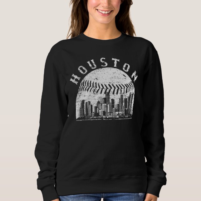 Sudadera Vintage Houston Cityscape Baseball Skyline (Anverso)