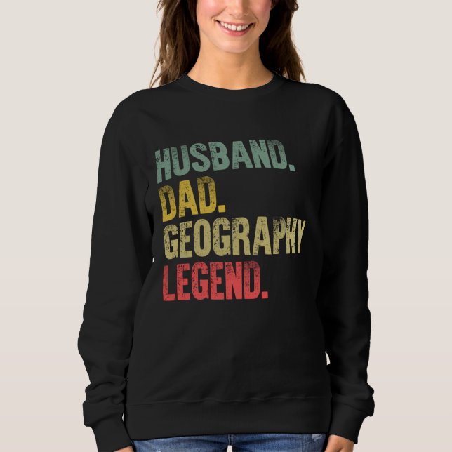 Sudadera Vintage   Husband Dad Geography Legend Retro (Anverso)