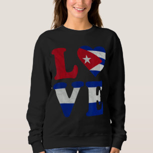 Sudadera Vintage I Love Cuba Flag Heart Cuban Roots Pride O
