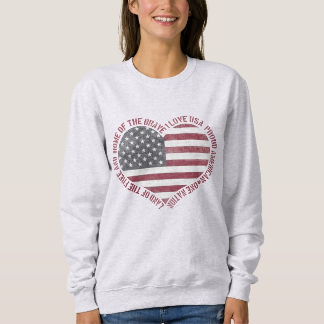 Sudadera Vintage I Love USA Heart (Anverso)
