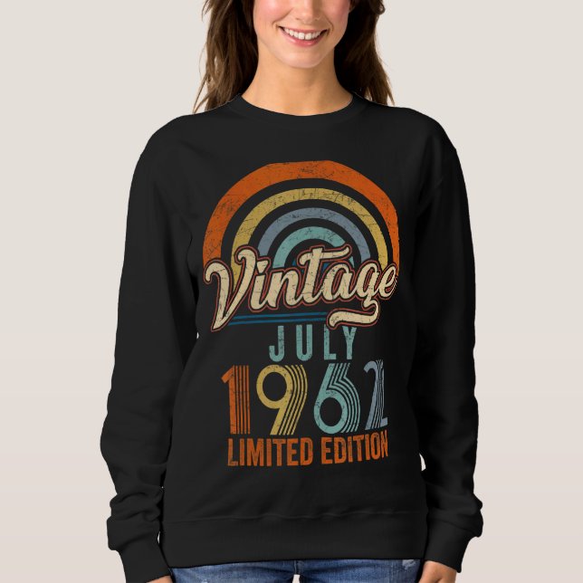 Sudadera Vintage Julio 1962 60º cumpleaños (Anverso)