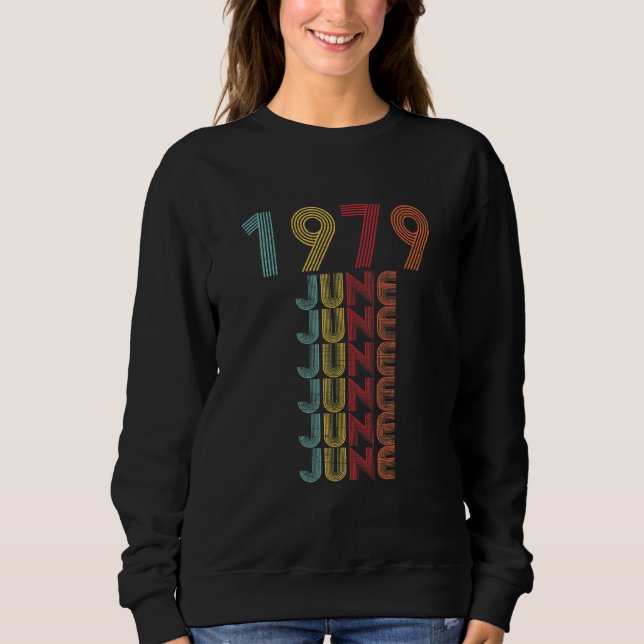 Sudadera Vintage Junio 1979 Cumpleaños Retro 43 Dic. (Anverso)
