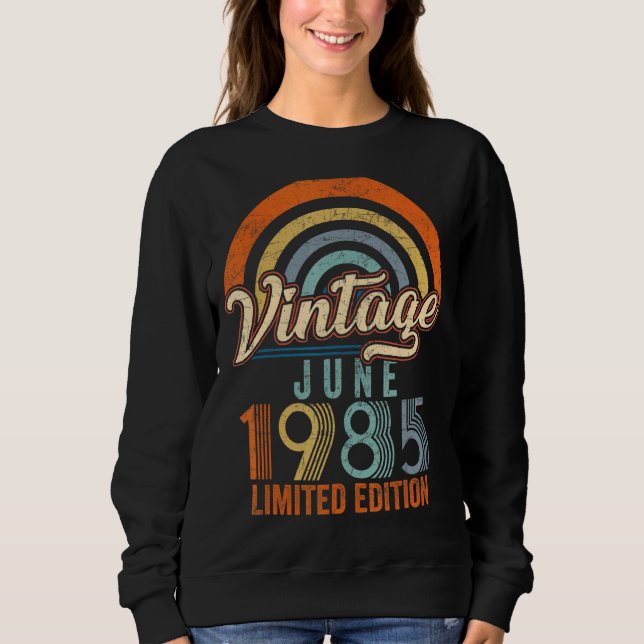 Sudadera Vintage Junio 1985 37º cumpleaños (Anverso)