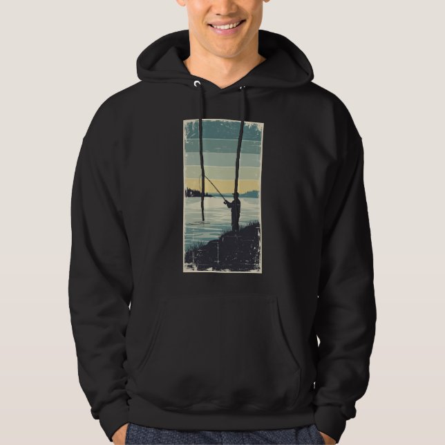 Sudadera Vintage Lakeside Fishing Silhouette (Anverso)
