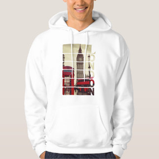 Sudadera Vintage London Big Ben & Red Bus Photo Art Hoodie