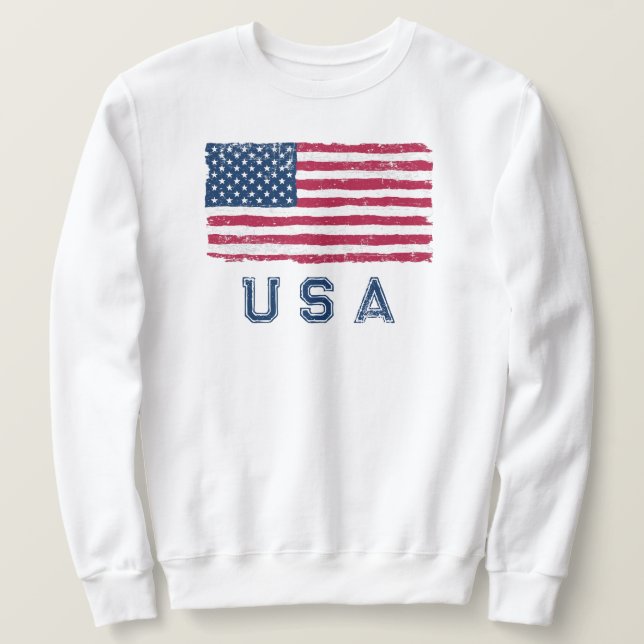 Sudadera Vintage Look US Flag (Blue Text) Sweatshirt (Anverso del diseño)