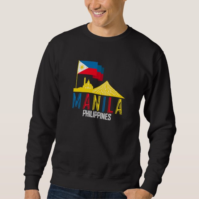 Sudadera Vintage Manila Landmarks Retro With Philippines Fl (Anverso)
