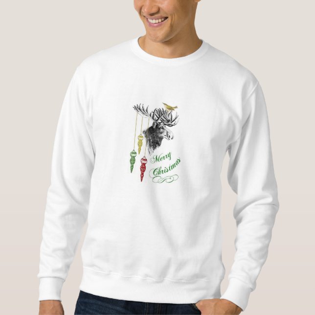 Sudadera Vintage Merry Christmas Moose Ornaments (Anverso)