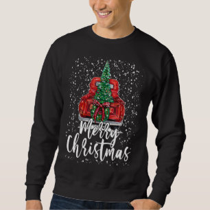Sudadera Vintage Merry Christmas Red Truck Tree Retro Farme