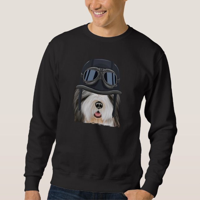 Sudadera Vintage Motorcycle Helmet Bearded Collie (Anverso)