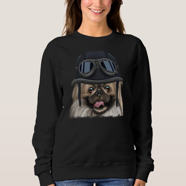 Sudadera Vintage Motorcycle Helmet Pekingese (Anverso)