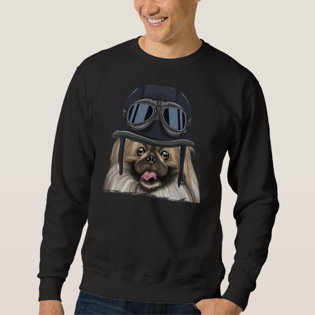 Sudadera Vintage Motorcycle Helmet Pekingese (Anverso)