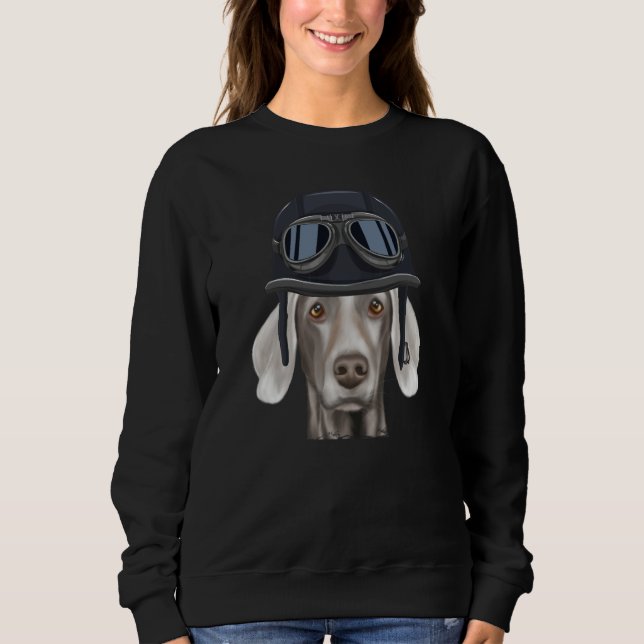 Sudadera Vintage Motorcycle Helmet Weimaraner (Anverso)