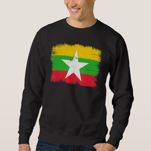 Sudadera Vintage Myanmar Flag Burmese Independence Day (Anverso)