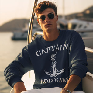 Sudadera Vintage Nautical Anchor Rope Capitán Nombre Camise