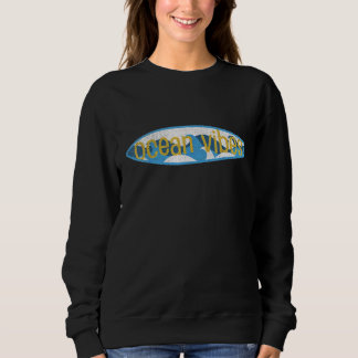 Sudadera Vintage Ocean Vibes Surfboard Surf Beach Waves Blu