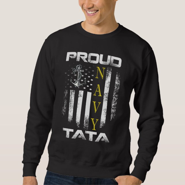 Sudadera Vintage Proud Navy Tata With American Flag (Anverso)