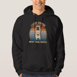 Sudadera Vintage Pug Me Encanta El Café Más Que El Café De