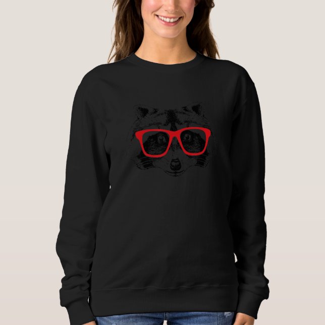 Sudadera Vintage Raccoon Wearing Red Sunglasses (Anverso)