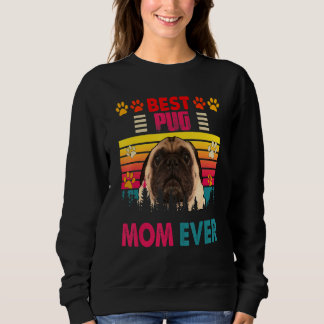 Sudadera Vintage Retro Best Pug Mom Ever Cute Dog Headband