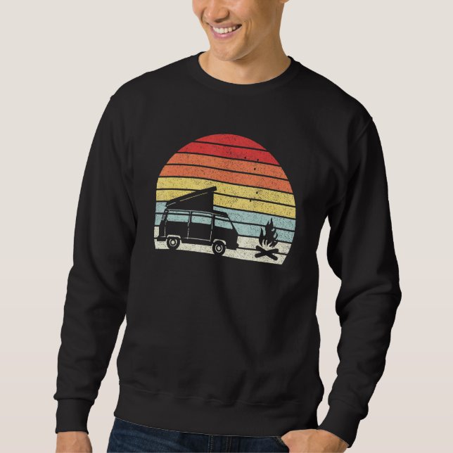 Sudadera Vintage Retro Camper Van Bus Vanlife Campfire (Anverso)