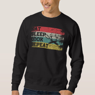 Sudadera Vintage Retro Eat Sleep Cook Repetir Cocina divert