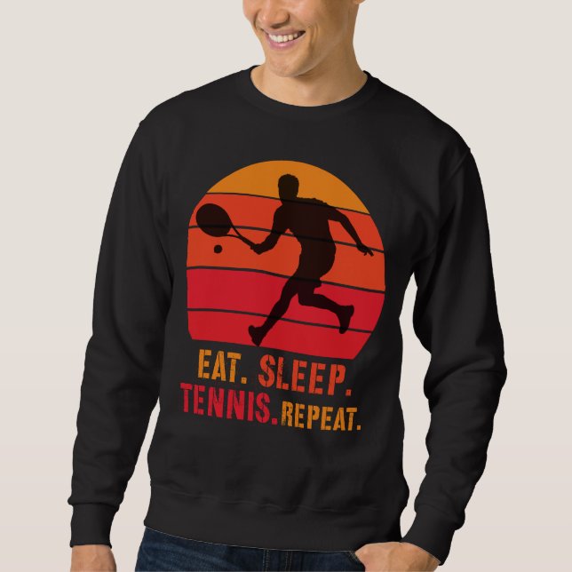 Sudadera Vintage Retro Eat Sleep Tennis Repeat (Anverso)