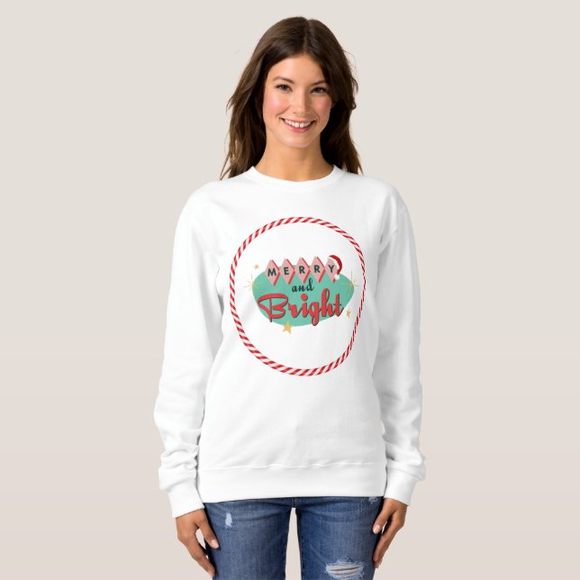 Sudadera Vintage/Retro Merry y Bright (Anverso completo)