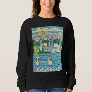 Sudadera Vintage Retro New York City Skyline Ny Manhattan