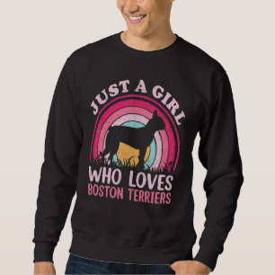 Sudadera Vintage Retro Solo Una Chica Que Ama Boston Terrie