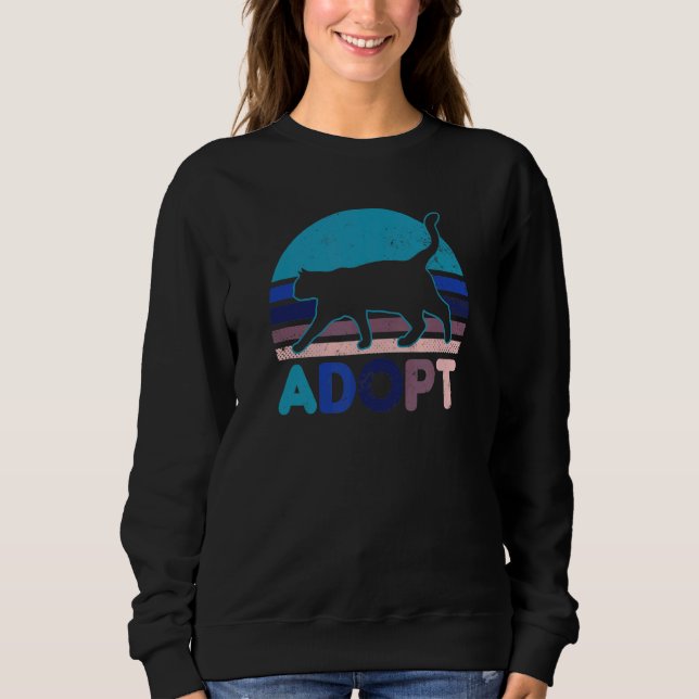 Sudadera Vintage Retro Sunset Adoptar Gato (Anverso)