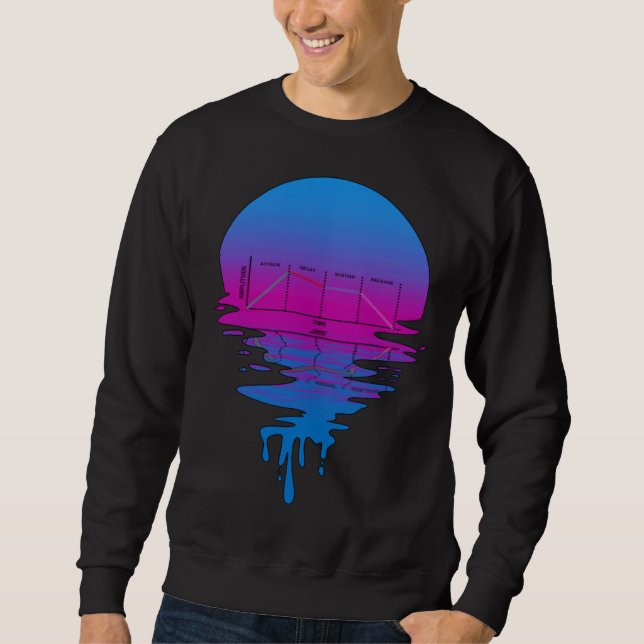 Sudadera Vintage Retro Sunset ADSR Synth (Anverso)