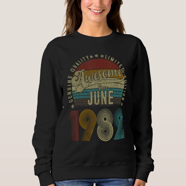 Sudadera Vintage Retro Sunset junio 1982 40º cumpleaños (Anverso)