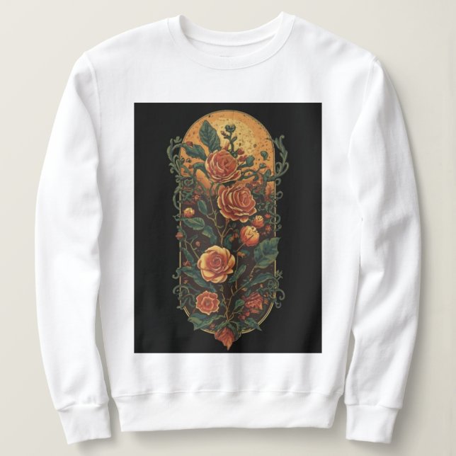 Sudadera Vintage Rosas y plantas (Anverso del diseño)