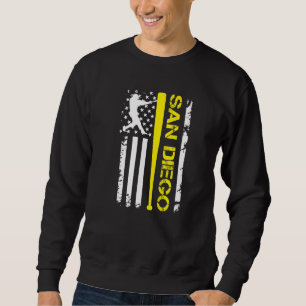 Sudadera Vintage San Diego Béisbol Bandera Estadounidense