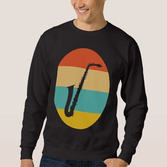 Sudadera Vintage saxophone music retro instrument (Anverso)