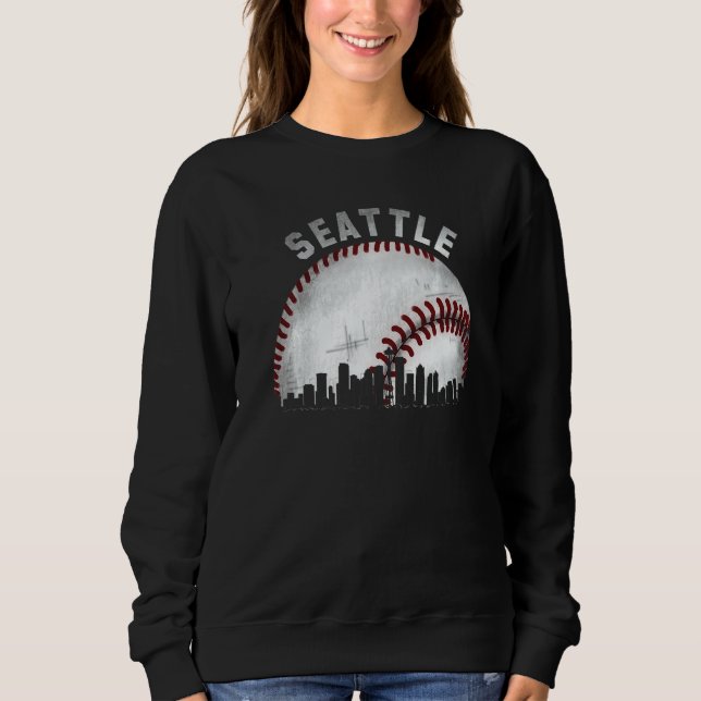 Sudadera Vintage Seattle Skyline City Baseball   (Anverso)