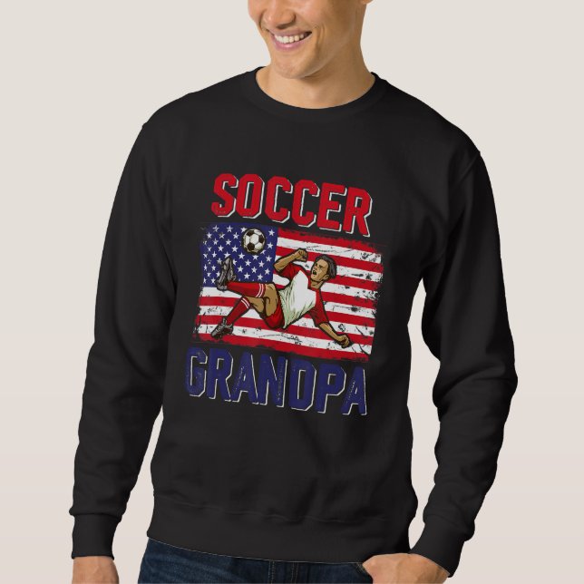 Sudadera Vintage Soccer Grandpa Player American Flag Father (Anverso)