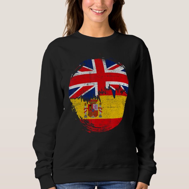 Sudadera Vintage Spanish with British Flag Roots Spain (Anverso)